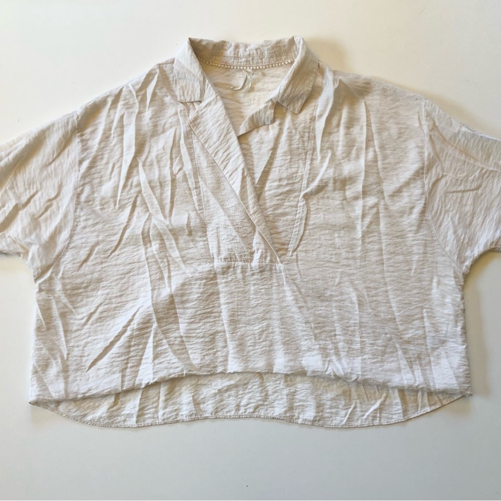 Anthropologie Dylon slate v neck collared blouse